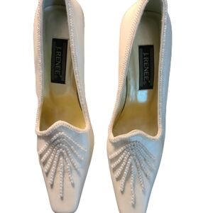 J Renee Vintage Leather Beaded Wedding Pumps